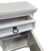 Rustic Farmhouse White Wooden Bedside Nightstand Cabinet