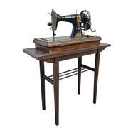 Antique Jones Hand-Crank Sewing Machine with Wooden Table