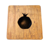 Rustic Natural Wood Box Side Table with Carved Cutout Top