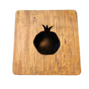 Rustic Natural Wood Box Side Table with Carved Cutout Top