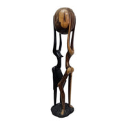 Symbolic Vintage Two-Tone Hand Carved Wooden African Unity Sculpture