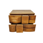 Sculptural Geometric Solid Wood Multi-Level Two-Drawer Nightstand