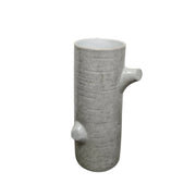 Tree Trunk Inspired Grey Crackle Glaze Ceramic Cylindrical Vase Medium