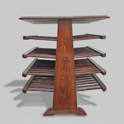 Anglo-Indian Solid Wood Tiered Canterbury Magazine Rack Side Table