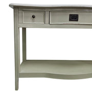 Elegant Sage Bow-Front Console Table with Open Shelving