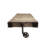 Industrial Reclaimed Timber Factory Cart Coffee Table by KARE