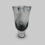 Murano Inspired Smokey Grey Hand Blown Glass Vase