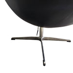 Arne Jacobsen Style Black Leather Egg Swivel Lounge Chair