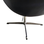 Arne Jacobsen Style Black Leather Egg Swivel Lounge Chair