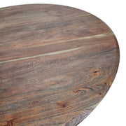 Contemporary Japandi Twisted Slat Acacia Wood Round Dining Table