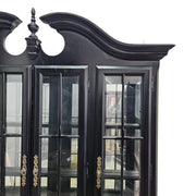 Vintage Style Classic Black Wooden Display Cabinet and Hutch