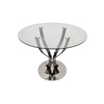 Sculptural Chrome and Glass Round Dining Table
