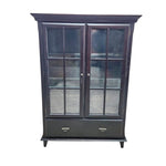 Heritage Style Dark Espresso Glaze Wooden Glass Display Cabinet