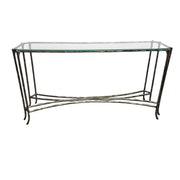 Marina Home Textured Bronze Finish Console Table with Glass Top
