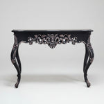 Upcycled Baroque Style Hand Carved Black Console Table