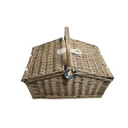 Traditional Woven Rattan Twin Lid Picnic Camping Basket