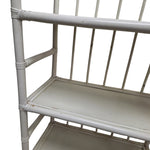 Vintage-Inspired White Bamboo 4-Tier Arched Bookshelf