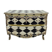 Bold Harlequin Monochrome Baroque Style Chest of Drawers