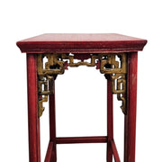 Antique Red Lacquer Horseshoe Armchairs and Tea Table Set