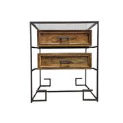 Industrial Mango Wood & Studded Iron Side Table