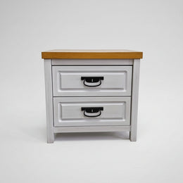 Country Charm Two Tone Wood 2 Drawer Bedside Table