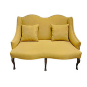 Radiant Mustard Yellow Wingback Settee
