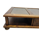 Heritage Solid Wood Multi Panel Low Profile Coffee Table with Drawer