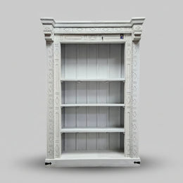 Heritage Carved Solid Wood Whitewashed Tall Bookcase