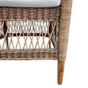 Natural Rattan Curved Back Tub Accent Armchair with Cushion