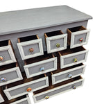 Hand-Painted Grey and White Multi-Drawer Solid Wood Apothecary Chest