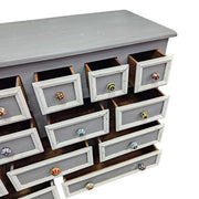 Hand-Painted Grey and White Multi-Drawer Solid Wood Apothecary Chest