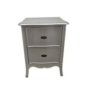 Glamorous Silver Leaf French Provincial Bedside Table