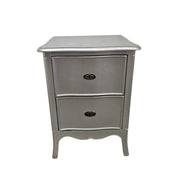 Glamorous Silver Leaf French Provincial Bedside Table