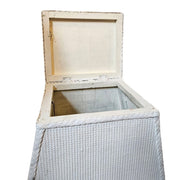 Rare Lloyd Loom Hexagon White Linen Basket with Glass Top