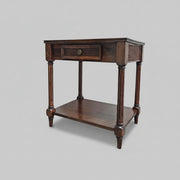Vintage-Inspired Classic Wooden Side Table with Woven Drawer