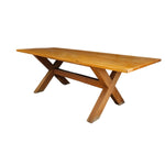 Solid Timber Farmhouse Style X-Leg Rectangular Dining Table