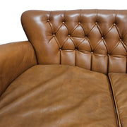 Ornate French Provincial Hand-Carved Leather Loveseat