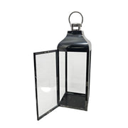 Industrial High Gloss Black Stainless Steel and Glass Box Lantern