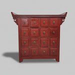 Heritage Oriental Red Lacquer Oriental Multi Drawer Altar Console Table