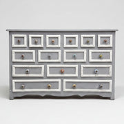 Hand-Painted Grey and White Multi-Drawer Solid Wood Apothecary Chest