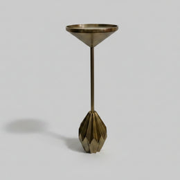 West Elm Mid-Century Style Faceted Brass Drink Table
