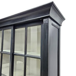 Ethan Allen Midnight Black Glass-Front Library Cabinet