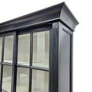 Ethan Allen Midnight Black Glass-Front Library Cabinet