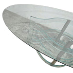 Fiam Italy Retro Sculptural Curved Glass Oval Dining Table
