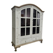 Rustic French Provincial White Display Cabinet