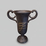 Industrial Style Matte Black Cast Metal Trophy Urn Vase