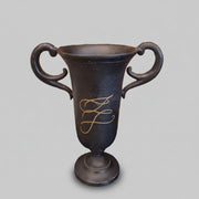 Industrial Style Matte Black Cast Metal Trophy Urn Vase