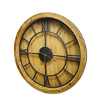 Oversized Industrial Wooden and Black Iron Roman Numeral Wall Clock