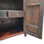 Antique Red Lacquer Chinese Sideboard with Gilded Relief