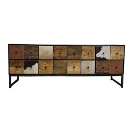 KARE Design Patchwork Wood & Cowhide Console